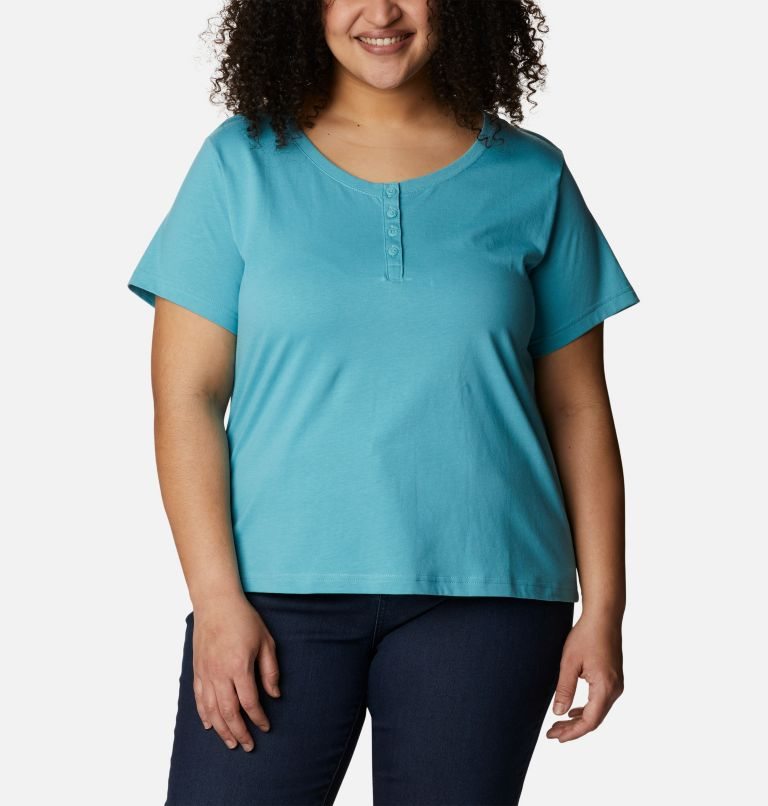 Tricouri Columbia Sapphire Point Henley Dama Turcoaz | Plus Size ZK1SZ79A0